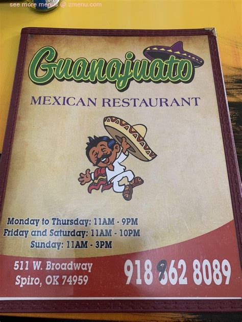 Menu At Guanajuato Restaurant Spiro