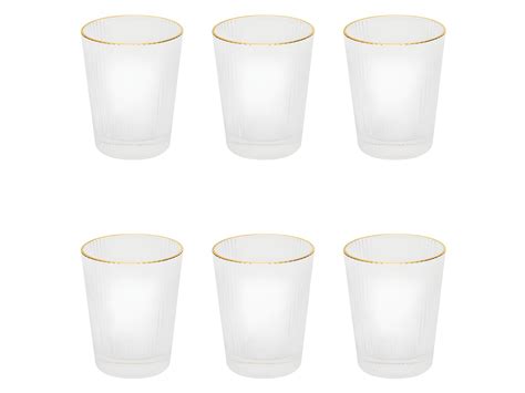 Lot De 6 Verres Design Liseré 35cl Transparent