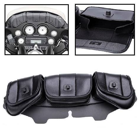 3 Pocket Windshield Batwing Fairing Pouch Bag For Harley Touring