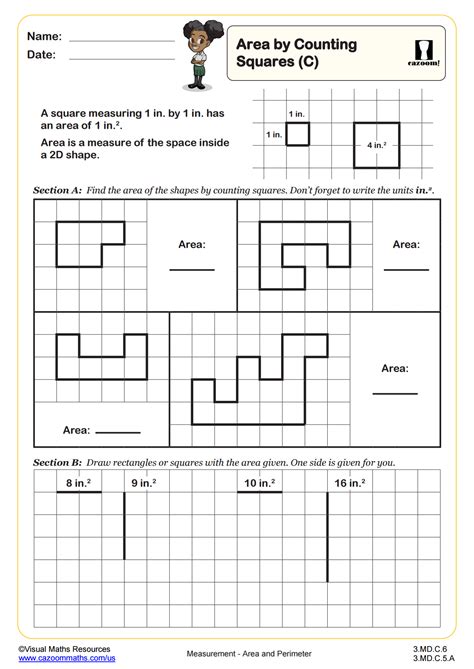 Area By Counting Squares C Fun And Engaging Rd Grade Pdf Worksheets