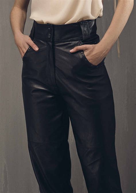 Leather Pants Women Leather Trousers High Waisted Pants Etsy Uk