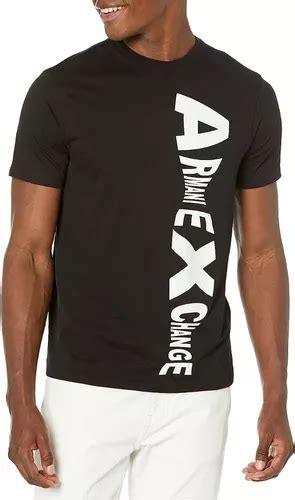 Playera Armani Exchange Negro Letras Laterales Ondas Meses Sin Inter S