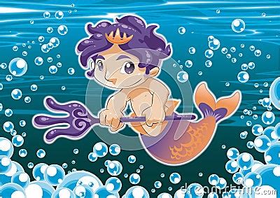 Baby Triton Cartoon Vector Cartoondealer