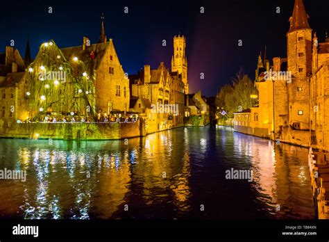 Classic Bruges by Night Stock Photo - Alamy