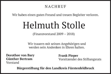 Traueranzeigen Von Helmuth Stolle Trauer Merkur De