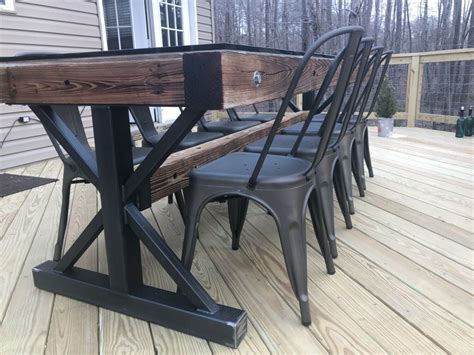 Trestle Table Base Black Metal Table Legs Farmhouse Etsy