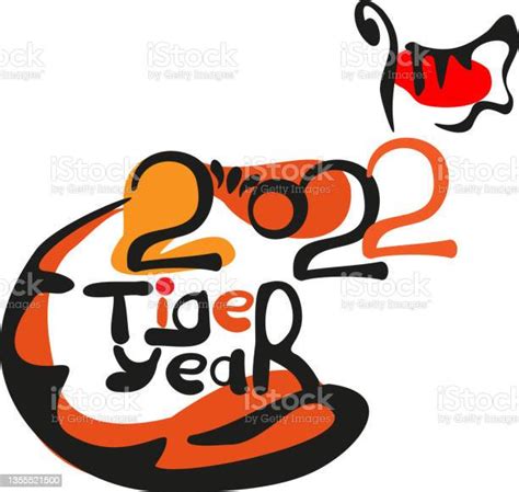 Tigre Des Nombres 2022 Dans Le Style De Dessin À La Main Symbole Du