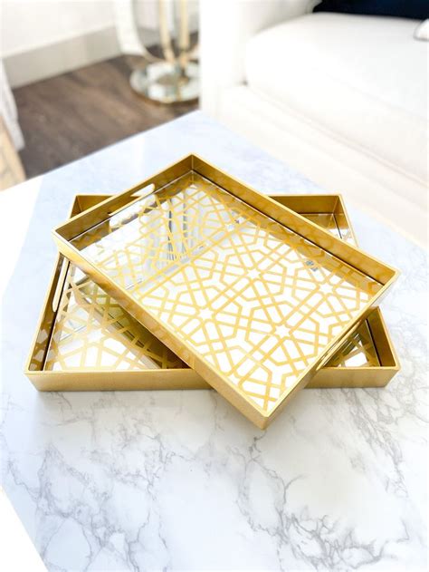 Gold Mirrored Tray Gold Tray Decorative Tray Luxury Serving Tray