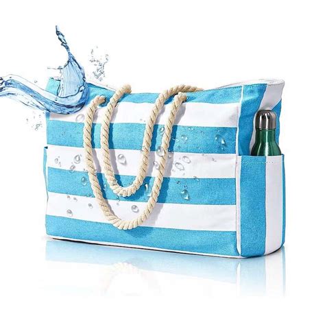 Extra Large Waterproof Beach Bag For Women With Big Pockets Zipper