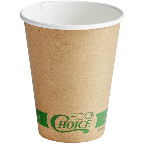 EcoChoice 12 Oz Kraft Compostable Paper Hot Cup 1 000 Case