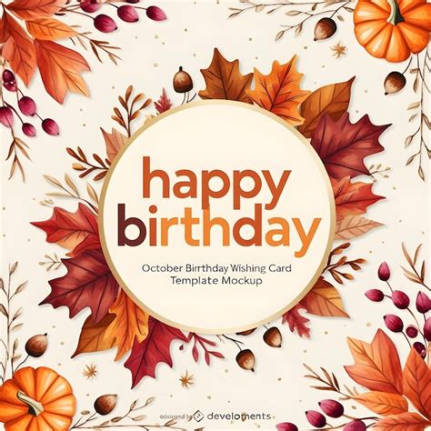 October Birthday Wishes Card Template Premium Ai Generated Image