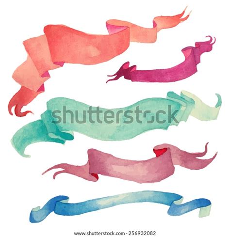 Watercolor Vintage Ribbons Set Hand Drawn Stock Vector Royalty Free