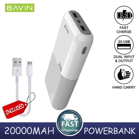 BAVIN PC091 PowerBank 20000mAh Fast Charging Dual 2 1A USB Port Power