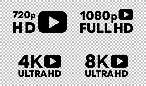 Premium Vector Video Resolution Icon Set 720p Hd 1080p Full Hd 4k