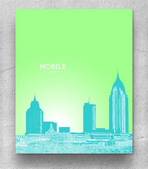 Modern Home Loft Poster Mobile Al Skyline Poster Any City Etsy