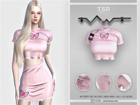 Busra Tr S Butterfly Set Top Bd Sims Clothing Sims Sims