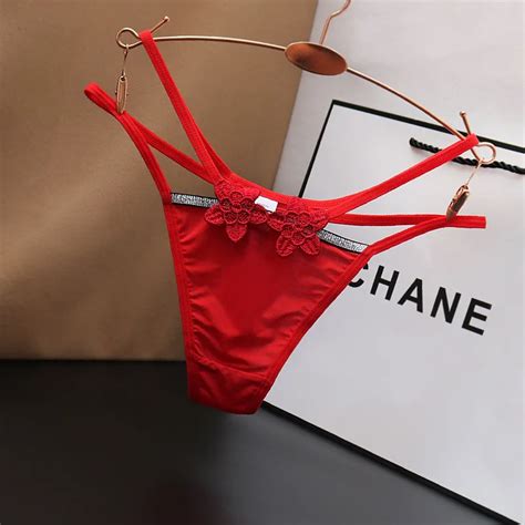 Sexy Pansies Women Ice Silky Seamless Low Waist Narrow Band Thong Women S Hot Pants Embroidered