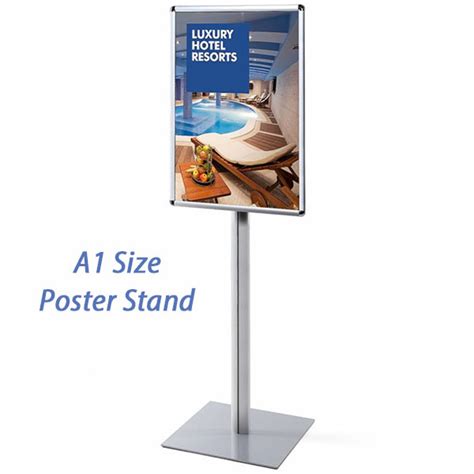 A1 Poster Stand With Optional Brochure Shelf Snap Frame Steel Base