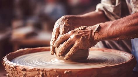 Premium AI Image Potter S Hands Crafting Clay Pot