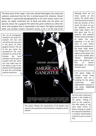 American gangster poster analysis | PDF