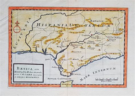 18th Century Old Antique Map Of Southern Spain By Herman Moll Circa 1724