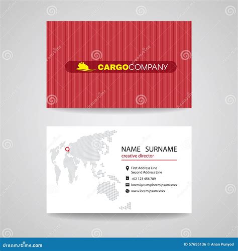 Business Card Red Container Vector Background For Cargo Or Shipping