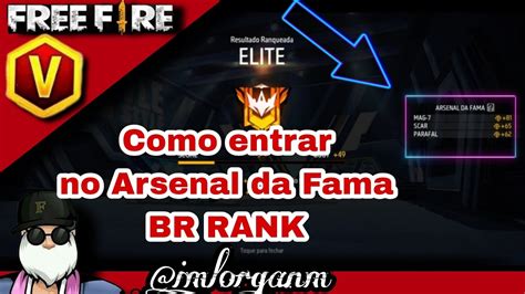 EXPLICANDO CRITÉRIOS PARA ENTRAR NO ARSENAL DA FAMA BR RANK FREE FIRE