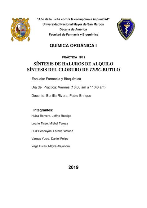 Informe S Ntesis De Haluros De Alquilo S Ntesis Del Cloruro De