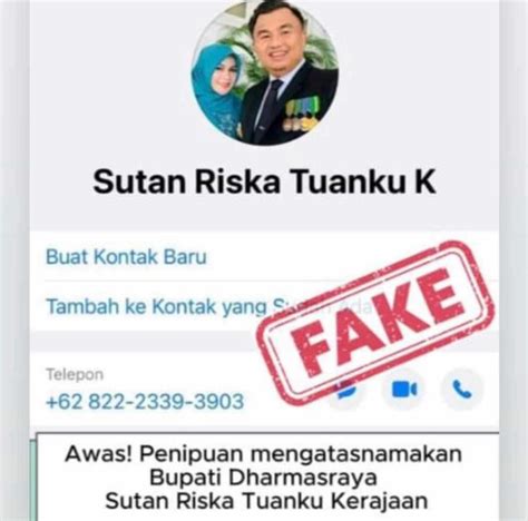 Warga Diminta Waspadai Akun Bodong Yang Mencatut Nama Sutan Riska Untuk