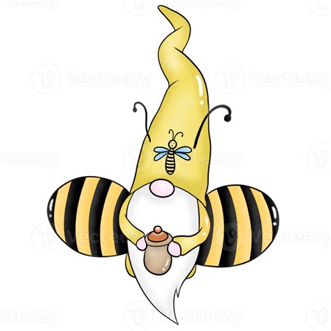 Honey Bee Gnome Design Illustration 9363327 Png