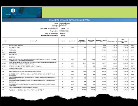 Or Amento De Obras Utilizando A Tabela De Custos Seinfra O