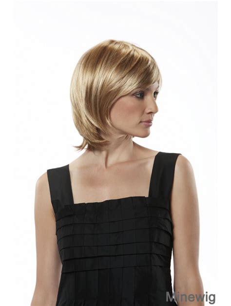 Chin Length Straight Monofilament Blonde Fashionable Bob Wigs