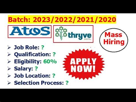 Atos Thryve Digital Are Hiring 2023 2022 2021 2020 2019 Batch