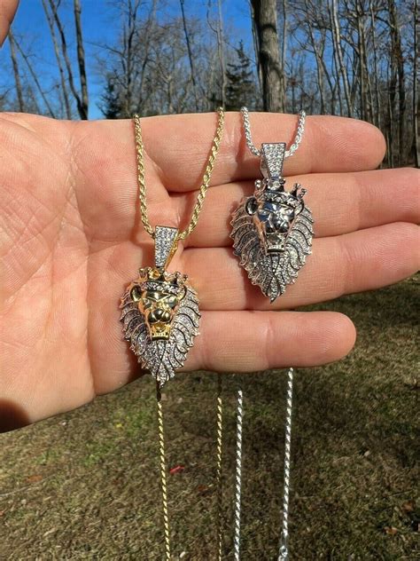 Real Moissanite Iced Rasta Lion Crown Pendant 925 Silver 14k Etsy