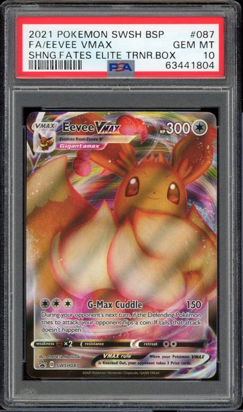 Pokemon Eevee Vmax Shining Fates Etb Full Art Promo Swsh Psa Gem