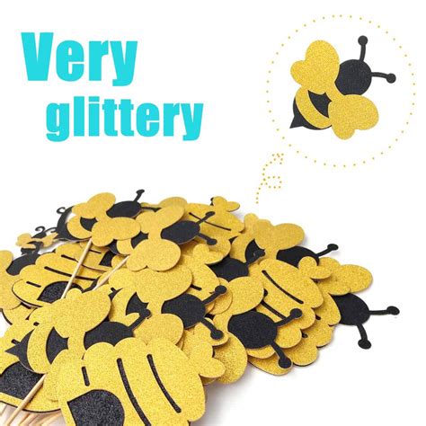 Pcs Glitter What Will It Bee Cake Topper Bumble Bee Cupcake Toppers