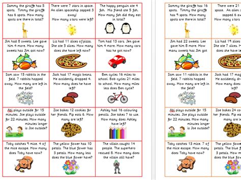 Addition And Subtraction Word Problems Year 1 Differentiated