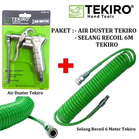 Paket Tekiro Selang Kompresor Spiral Meter Air Duster Gun Selang