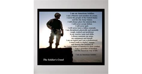 The Soldiers Creed Military Warrior Ethos Poster | Zazzle.ca