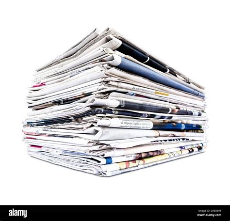 Stack Of Newspapers Isolated On White Background Stock Photo Alamy