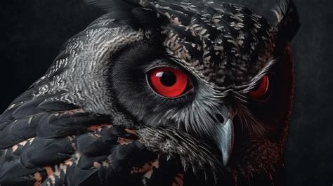 Premium Photo Beautiful Owl With Red Eyes On A Black Background