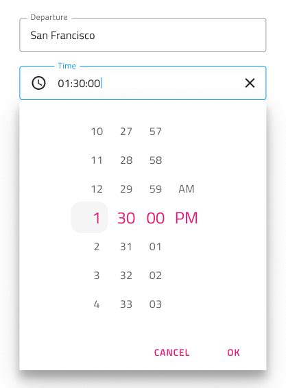 Time Picker Design System Component Native Angular Ignite Ui For