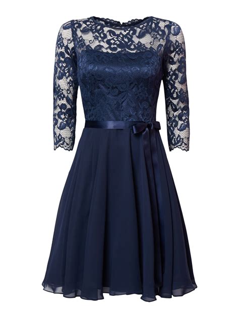 Swing Cocktailkleid Aus Floraler Spitze Dunkelblau Online Kaufen