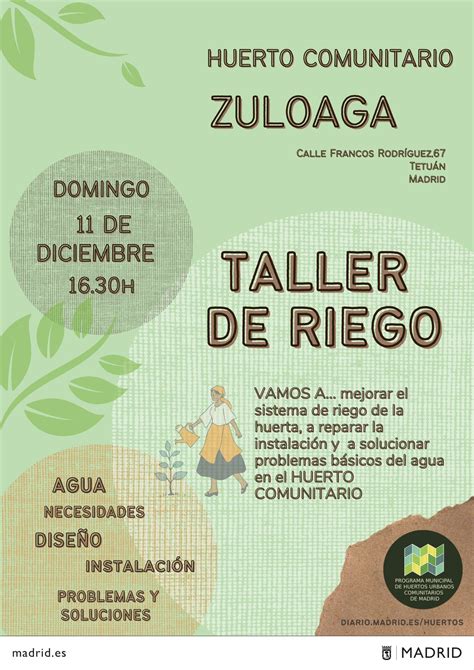 Taller De Riego En El Huerto Zuloaga Huertos De Madrid