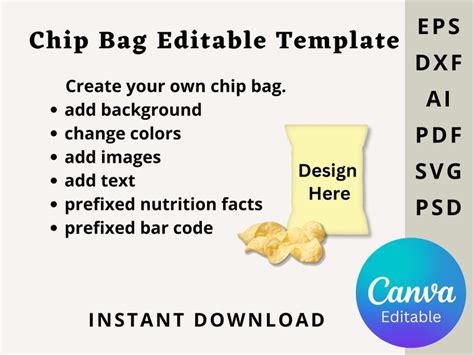 Chips Bag Template 1 Oz Chips Bag Label Template For Silhouette