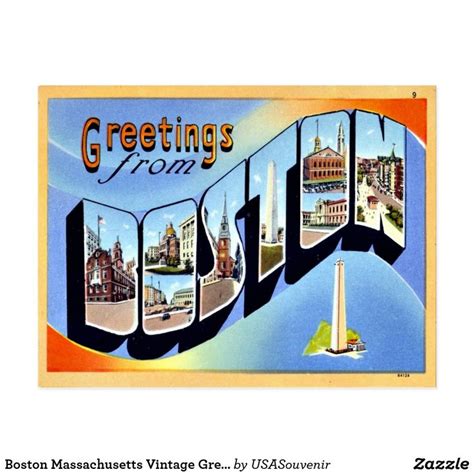 Boston Massachusetts Vintage Greetings From Postcard Boston