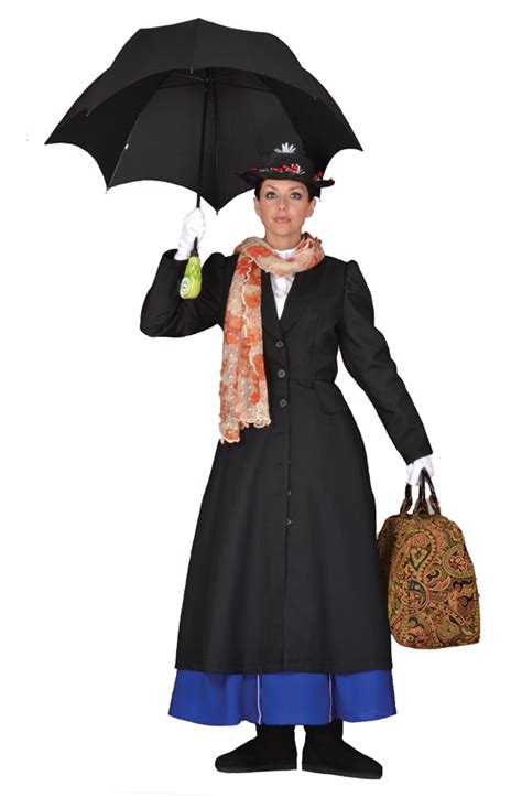 Deluxe Mary Poppins English Nanny Victorian Dress Hat Adult Costume ...