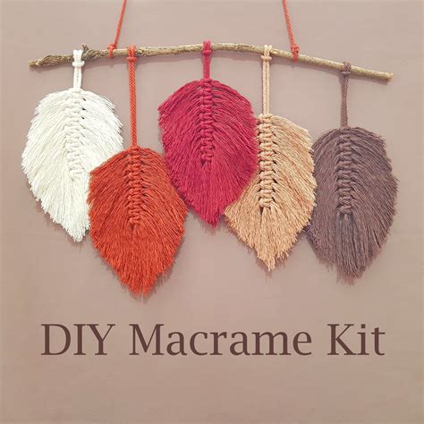 Diy Autumn Leaf Macrame Wall Hanging Kit Video Tutorial Etsy Uk