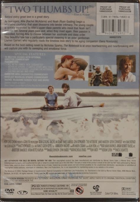 The Notebook Dvd Widescreen Ryan Gosling Rachel Mcadams Sealed