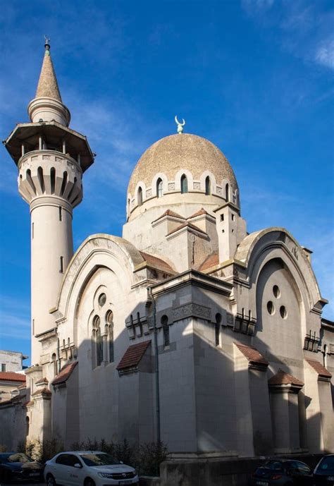 Shot Of The Grand Mosque In Constanta Romania With Several Cars